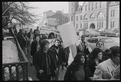 Download the full-sized image of Marsha P. Johnson Walking on Sidewalk with Demonstrators