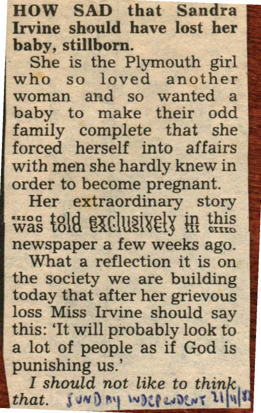 Download the full-sized PDF of How Sad that Sandra Irvine should have lost her baby, stillborn