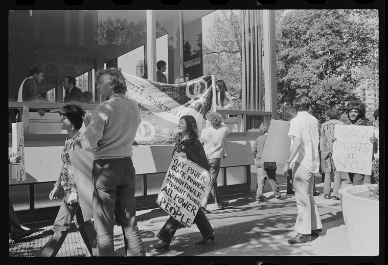 Download the full-sized image of Marsha P. Johnson Stands with Weinstein Hall Demonstrators