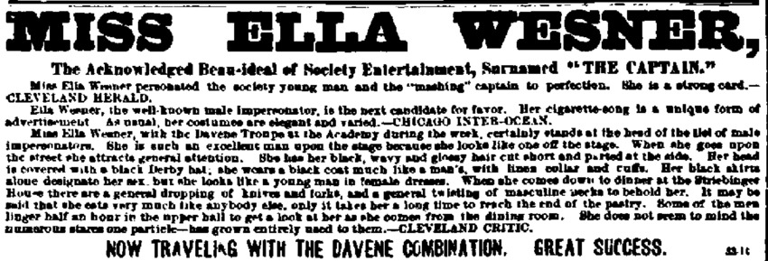 Download the full-sized PDF of MISS ELLA WESNER, The Acknowledged Beau-ideal of Society Entertainment, Surnamed “THE CAPTAIN.”