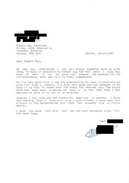 Download the full-sized image of Letter from Jean [redacted] to Rupert Raj (March 5, 1990)