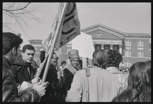 Download the full-sized image of Marsha P. Johnson in a Group of Protestors with Signs during Gay Rights Demonstration